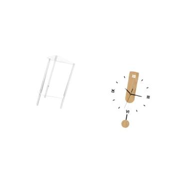 Imagem de Fenteer Mesa Lateral de Acrílico Minimalista, Mesa de Cabeceira com Grandes Algarismos Romanos, Relógio de Parede Silencioso, Ornamento para Sala de Estar Mod