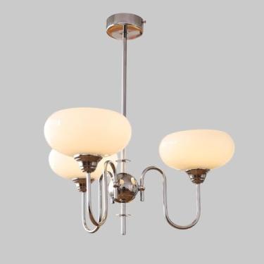 Imagem de Lustre dourado com 3 luzes, luminária pendente de vidro, abajur suspenso para mesa de jantar, lustres vintage E27 para quarto, sala de estar, restaurante