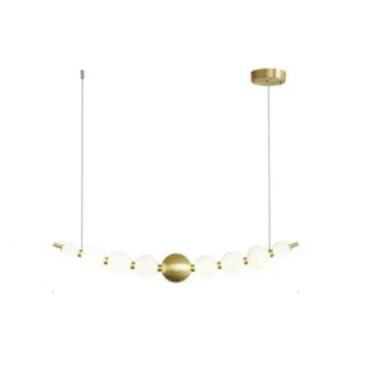 Imagem de - Lustre de teto LED de anel redondo acrílico dourado compatível com sala de jantar, mesa central, quarto, luminária pendente, decoração, luminária, lustre
