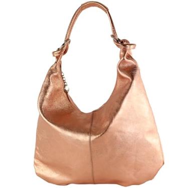 Imagem de modamoda de - 337 - Bolsa de ombro de couro hobo shopper, Ouro rosa metálico