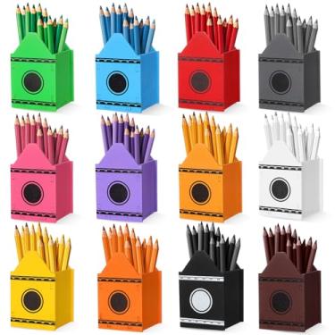Imagem de Yalikop 12 porta-lápis de cera grande, de volta às aulas, de madeira, organizador de armazenamento de mesa durável para escola, sala de aula, professores, escritório