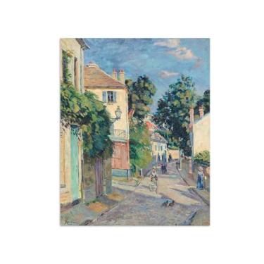 Imagem de Armand Guillaumin Famoso Arte de Parede Pôster-Impressões em Tela para sala de estar-Reprodução pinturas(Rua em Île-de-France) 60x80cm Sem Moldura