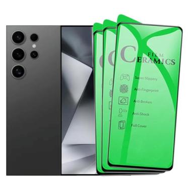 Imagem de Kit 3 Película Protetora em Cerâmica 9D Compatível Samsung Galaxy S24 Ultra, Anti-Impressão Digital