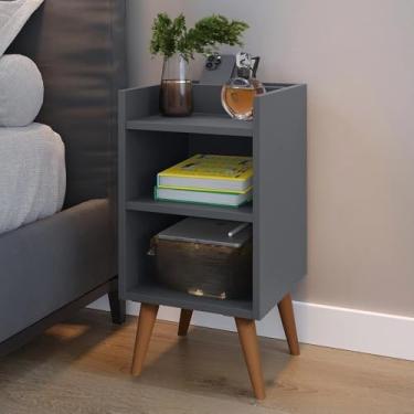 Imagem de Kit 2 Mesa de Cabeceira para Quarto Charme Cores Apoio de Cama Mesinha 61x30x30cm(UNITARIO MAX CINZA)