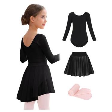 Imagem de Combinação de collants de balé com saia e meia-calça para meninas Mecc