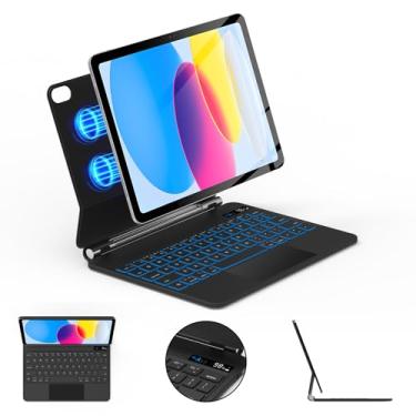 Imagem de SOPPY Magnetic Keyboard Case for iPad 11th Gen (A17) 11 inch, iPad 10th Generation (2022) 10.9 inch, Floating Stand, Magic Case with Trackpad, 7 Color Backlit, LCD Battery Display, US Layout