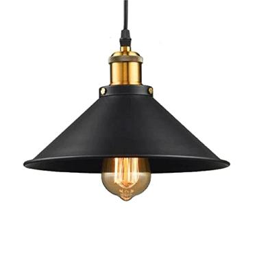 Imagem de YQSLQZZ Luminária pendente de casa de fazenda industrial preta, lustre de ilha de cozinha do país americano, iluminação pendente de mesa de jantar acima das luzes de teto suspensas, altura ajustável