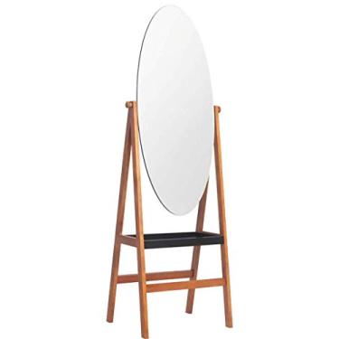 Imagem de Espelho de maquiagem espelho de vestir espelho cosmético espelho de vestir espelho de molho de madeira maciça moldura oval espelhos de maquiagem com armazenamento espelho ajustável espelho de beleza