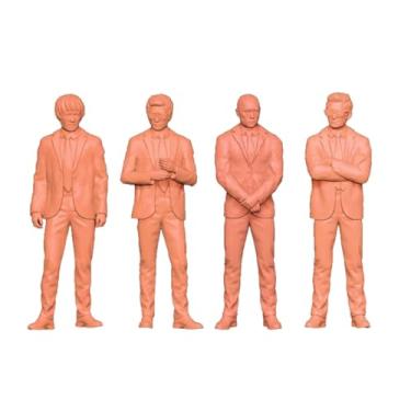 Imagem de Almencla 4 peças miniatura homem em uniforme modelo pessoas minúsculas modelo resina artesanato para diorama cenário decoração de mesa projetos em miniatura, 2.8 Cm