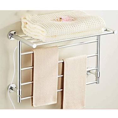 Imagem de Toalheiro elétrico, escorredor para pendurar na parede do banheiro doméstico (prata)