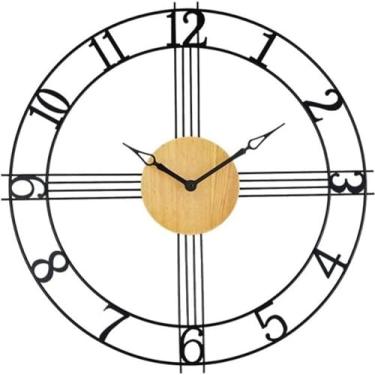 Imagem de WYUYIWH Relógio de parede arte moderna relógio de parede redondo de metal silencioso sem tique-taque redondo quartzo operado por bateria para sala de estar quarto casa cozinha escritório decoração de