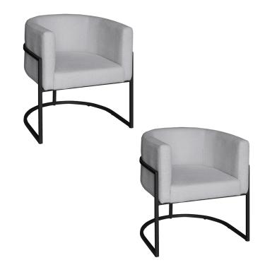 Imagem de Poltrona Base Industrial Preto Kit 2 Lety Veludo S05 - D?Rossi