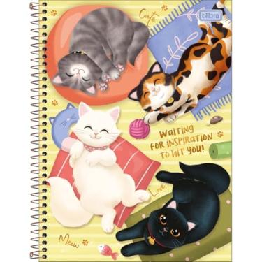 Imagem de Tilibra - Caderno Espiral Capa Dura Universitário 10 Matérias Purrfect Cats 160 Folhas - Gatos Fundo Verde
