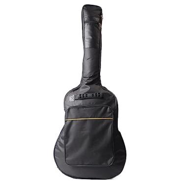 Imagem de Bolsa de armazenamento de guitarra, tecido Oxford espesso, impermeável, alça de ombro ajustável, capa de guitarra acústica para músicos, estudantes, preta, tamanho padrão