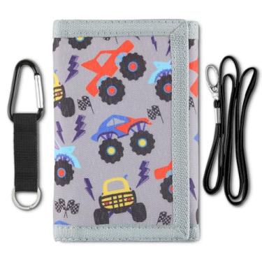 Imagem de Carteira infantil para meninos com cordão, carteira para meninos para crianças de 4 a 5 a 6 a 7 a 8 a 9 a 10 a 12 anos, carteiras para jovens com alça, carteiras infantis de gola tripla para presente