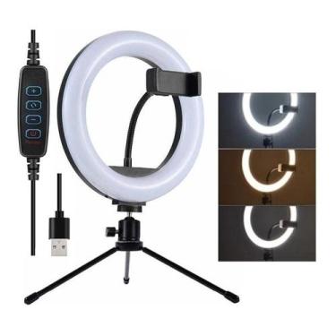 Imagem de Anel Ring Light 8 Pol + Tripé De Mesa + Suporte Cel Video - Ring Fill 