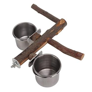 Imagem de Zerodis Tigela de Alimentação para Pássaros Produtos para Animais de Estimação Suprimentos para Pássaros Produtos para Alimentação de Rega Rega Poleiro de Madeira para Papagaios Fácil de Limpar (S)