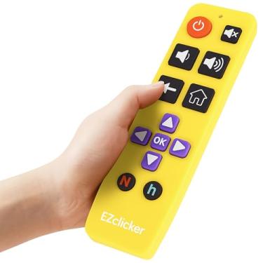 Imagem de EZclicker Controle remoto Roku TV | Controle remoto de TV com botão grande apenas para todos os Roku (Amarelo) Simples e fácil de usar, não para Roku Stick (2 pilhas AAA não incluídas)