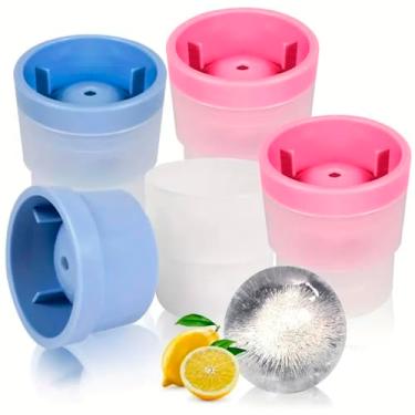 Imagem de Kit com 4 Forma De Gelo Bola 6cm Copo Empilhável em Silicone Gelos Drink Agua Sucos