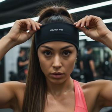 Imagem de Faixa De Cabelo HeadBand Esportiva Unissex Acessórios Testeira Tiara De Cabelo (Preto)