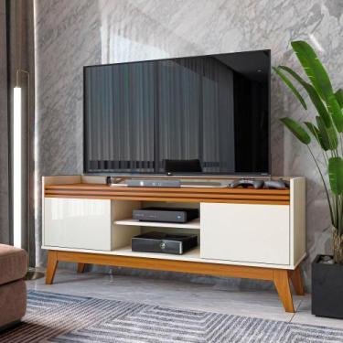 Imagem de Rack Ripado 50 Polegadas Com 2 Portas Monaco - Off White E Cedro - VIA