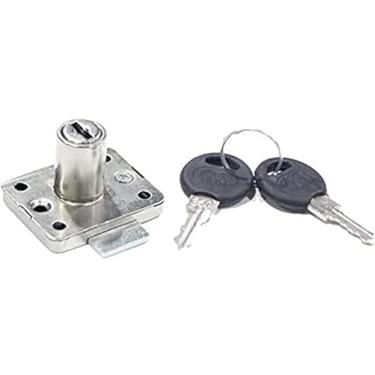 Imagem de Trava de gaveta com chave 101-22, segurança universal para armário de arquivos, estrutura de aço laminado a frio, exterior inoxidável, 40 x 35 mm (parafusos excluídos), unidade única