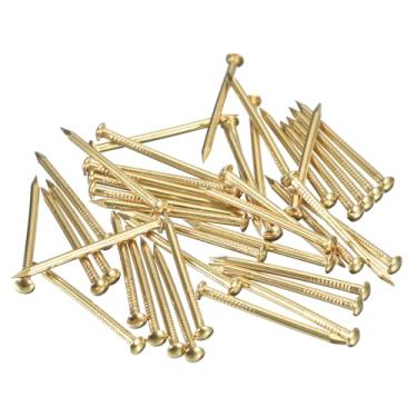Imagem de 40 peças de pregos pequenos 1,5 mm x 25 mm (DXL) pregos pequenos de latão pregos pequenos para caixas decorativas de madeira DIY acessórios domésticos, tom de latão