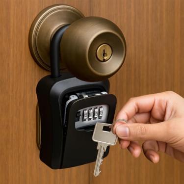 Imagem de Porta-chaves portátil para montagem na parede, código redefinível, cofre de segurança para casa, seguro e construído para durar, preto