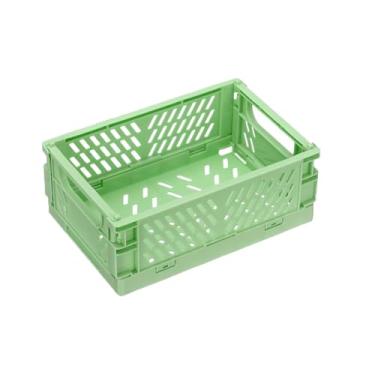 Imagem de Mini cestas de plástico dobráveis, 1 caixa de armazenamento dobrável para organizar e armazenar, casa, quarto, cozinha, banheiro, escritório, ferramenta (14 x 9 x 6 cm, verde)