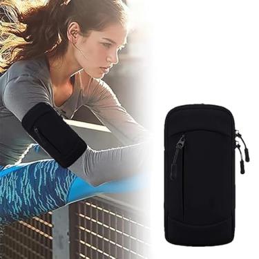 Imagem de Bolsa de braço para celular masculina e feminina, esportiva, à prova d'água e leve, preta
