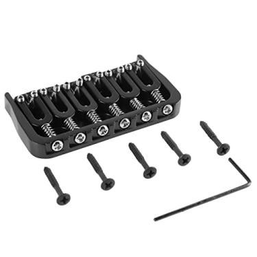Imagem de XUXHOU Substituição de Ponte Fixa de Guitarra Elétrica Ajustável Profissional, Artesanato Fino para Jogadores de Telecaster (Preto com parafusos prateados)