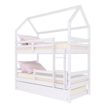 Imagem de Treliche Casinha Solteiro Slim Rb Com Grade De Proteção Madeira Maciça Branco Housin