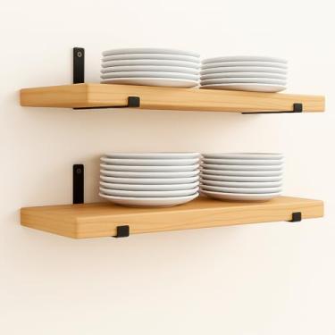 Imagem de Kit 4 Prateleira Industrial Com Mão francesa de ferro invertida Nicho Decoração rustica(4,Natural)