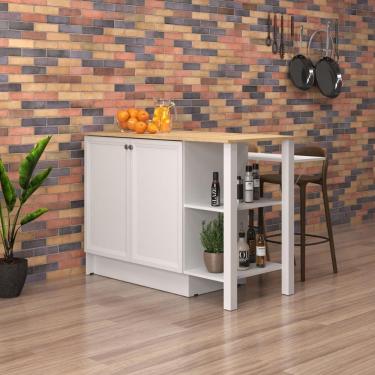 Imagem de Bancada Gourmet Ilha Cozinha Ditália 2 Portas CD-1028 Branco