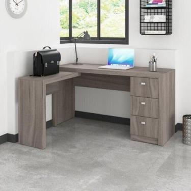 Imagem de Escrivaninha Mesa Escritório em L com 3 Gaveta Me4101 - Tecno Mobili
