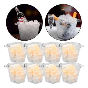 Imagem de 2X Kit 10 Baldes De Gelo Acrílico Luxo Champanhe Vinho Garra