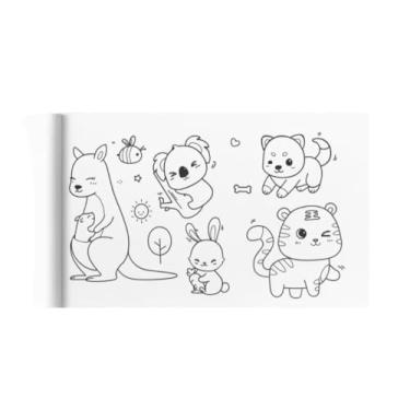 Imagem de Rolo de Papel para Colorir Autoadesivos 3 metros de Desenhos Grandes e Bem Definidos, Perfeitos Para Pintar com Canetinhas, Lápis de cor Giz de Cera Marcadores (Animais)