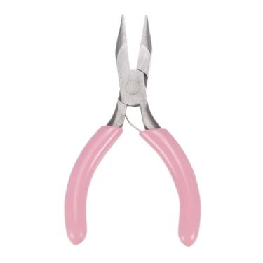 Imagem de Mini alicate de ponta de agulha de 7,6 cm com alça de plástico rosa para artesanato faça você mesmo