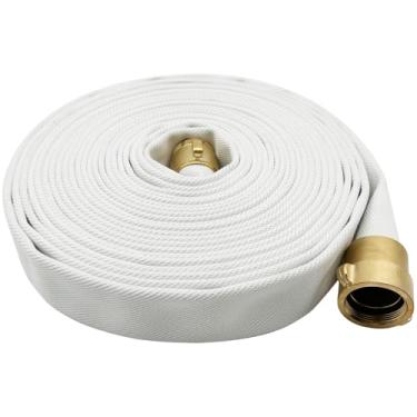 Imagem de BITOTU Mangueira de incêndio, branca, 5.1 cm x 100' Lay Flat Heavy Duty Backwash/Discharge Firehose, NST/NH Brass Connectors (5.1 cm NST/NH-100FT)
