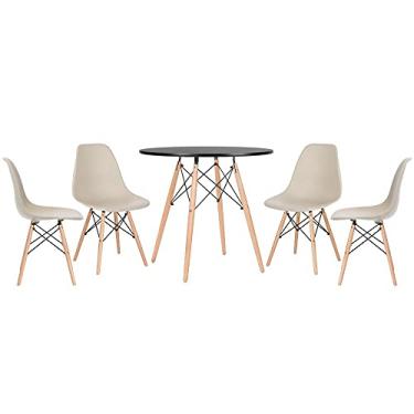 Imagem de Loft7, Mesa redonda Eames 80 cm preto + 4 cadeiras Eiffel Dsw