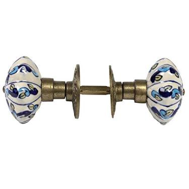 Imagem de macaneta puxador porta ceramica azul besha