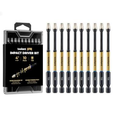 Imagem de toolant Brocas Torx de 10 cm de ultra impacto, pacote com 10 (T25), haste hexagonal de 1/10.2 cm, broca estrela de aço para parafusamento S2, pontas usinadas CNC, com caixa de armazenamento