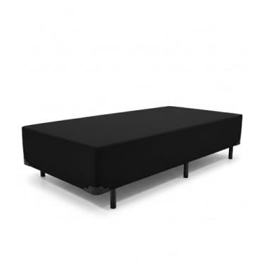 Imagem de Cama Box Solteiro 88 com Pés de Madeira (Suede, Preto)