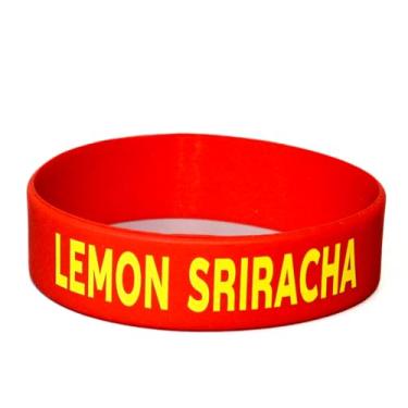 Imagem de Culinary ID Bands Etiqueta de garrafa de silicone, impressão Lemon SRIRACHA, serve para garrafas de draga de 473 a 680 g, pulseira durável para identificação de alimentos, nível profissional, 1 pacote