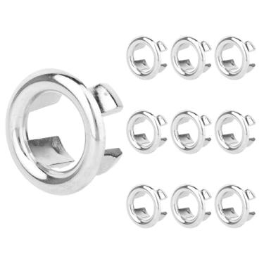 Imagem de 10 Peças de Tampa Anel Transbordo para Pia, Tampa Anel Acabamento Cromado para Lavatório Casa Banho Inserção Furo Drenagem Lavatórios Cozinha Casa de Banho Lavatório e Pias Cerâmica