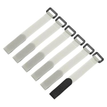 Imagem de 6 peças de tiras de amarração de bateria reutilizáveis, 2 x 20,32 cm de nylon cinza com bateria multiuso segura ajustável alça de gancho laço de fixação para casa, escritório, RC, barco, carro