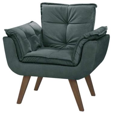 Imagem de Poltrona Decorativa Opala Suede Cinza - Dora Bela