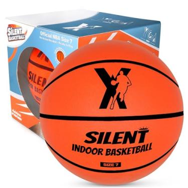 Imagem de YGA Sports Basquete silencioso tamanho 7 (75 cm) com salto atualizado de 95% - Bola de cesta interna ultra silenciosa com aderência realista - Espuma Airless ranhurada (caixa pronta para jogar