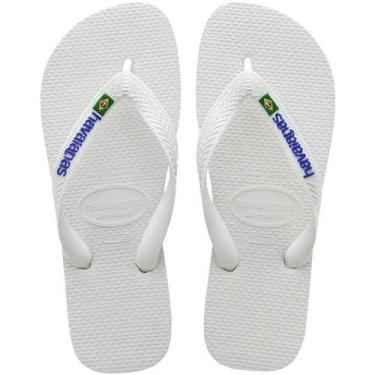 Imagem de Chinelo Havaianas Brasil Logo Bandeira, 41/42, Branco