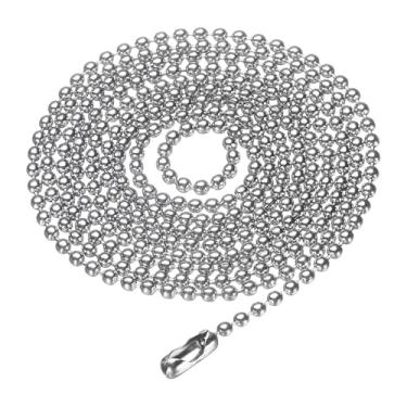 Imagem de HARFINGTON Corrente de esfera de aço inoxidável 1,5 mm 70 cm de comprimento 316L colar de contas redondas correntes com conectores fechos para homens mulheres joias fazendo pulseiras chaveiro, prata